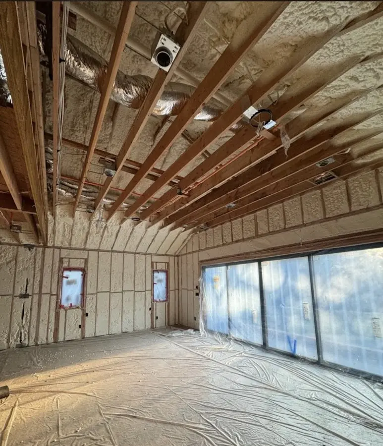 Interior walls and ceiling insulated with spray foam during new construction in Security-Widefield